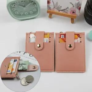 T1 휴대용 3포켓 똑딱이 신분증 카드지갑 연핑크)1P 신분증지갑 가죽지갑 휴대용지갑