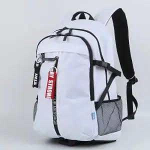 화이트- 트렌디 학생용 캐주얼 백팩 라운드 지퍼 키링 백펙 백백 학생백팩 신학기가방