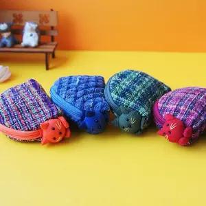 귀여운 고양이 패브릭 동전지갑 랜덤 1P 카드지갑 동전카드지갑 동전지갑 지퍼동전지갑