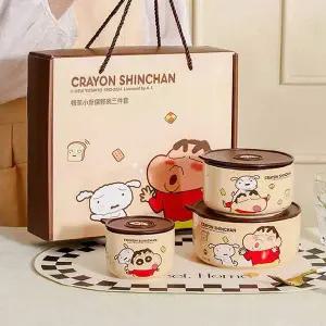 [알티피아]BS 짱구는못말려 세라믹 밀폐용기 세트-브라운