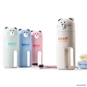 곰돌이 양치컵 세트 휴대용 칫솔통