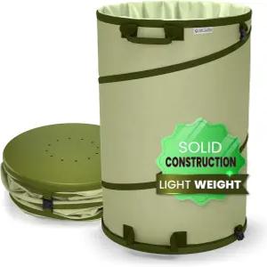 접이식 - 30갤런 캔버스 가든 쓰레기 봉투 팝업 버킷 재사용 가능한 야드 백 홀더 헤비 듀티 하드쉘 바닥