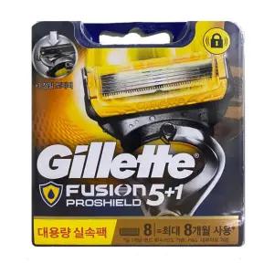 질레트 퓨전 프로쉴드 매뉴얼 옐로우 면도날 8입 *