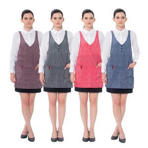 HBYK V넥 단추 X형 데님 앞치마/엉덩이랩 앞치마