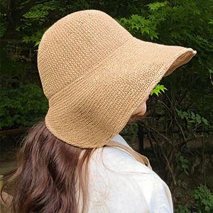 이코마켓 햇빛차단 챙넓은 지사 보넷 벙거지모자 여성 여름 밀짚모자 턱끈 버킷햇 라피아햇