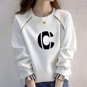 여성 봄 가을 면 긴팔티 옷 알파벳 레터링 오버핏 긴소매 루즈핏 여자 캐주얼 의류 라운드넥 라운드티