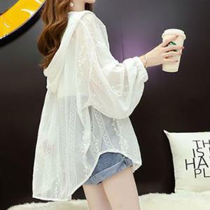 여성 봄 여름 가을 옷 긴팔티셔츠 자외선차단 바람막이 여자 의류 오버핏 자켓 긴소매 시스루 후드 잠바 꽃무늬 캐주얼 긴티 점퍼