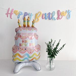 [파티아일랜드]핑크 3단 케이크 스탠딩 호일 풍선 공주 생일이벤트