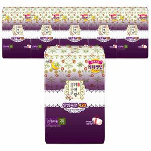 쏘피 귀애랑 샘방지 저자극 안심 슈퍼롱 생리대 날개형 오버나이트 이상 20개입 6개