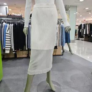 시슬리/애플아울렛/투명사 배색 주름 롱 스커트 SAKS01411