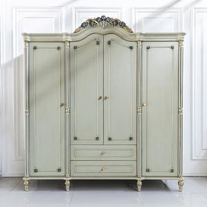프랑스 가벼운 럭셔리 원목 옷장 메인 침실 유럽 4 문짝 보관 가구 수용