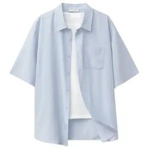 [탑보이][탑보이] 솔리드 링클프리 오버핏 스판 반팔셔츠 (TC038)