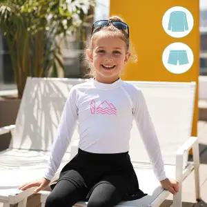 [1+1] 테슬라 아동 긴팔 래쉬가드 + 쿨 치마 워터레깅스