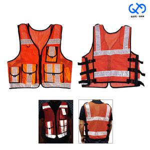 고급형 반사띠 안전조끼 D 주황색 프리사이즈 신호수 현장 배달