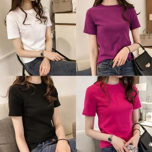 여성 반팔 여름 티 티셔츠 옷 의류 스판