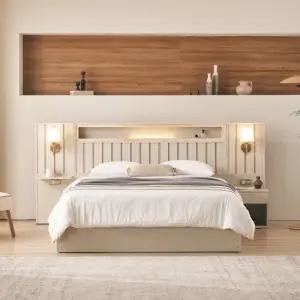 베디스 모나코 평상형 편백나무 호텔식 조명 침대프레임 슈퍼싱글 SS