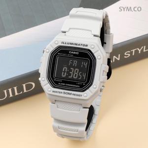 카시오 W-218H-8B 스퀘어 디지털 군인 군용 남자 우레탄 시계 c165