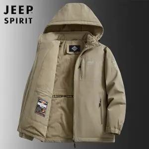 JEEP SPIRIT가을 겨울 벨벳 코튼 재킷 남성 캐주얼 루즈 대형 사이즈 등산바람막이
