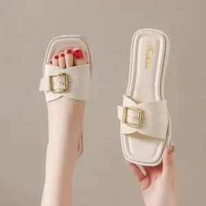 여성신발 슬리퍼 여자 플랫 버클 슬리퍼 (WFJX0L7)