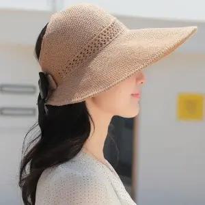 골프리본모자 여성 여자 돌돌이 챙넓은 골프 와이드 벙거지 모자 버킷햇 썬캡