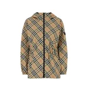 베이지 체크 워스터블 바람막이 자켓 8110303