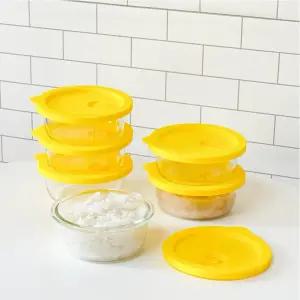 유리 햇반 용기 전자레인지용 밥 냉동 보관 내열 유리 밀폐 용기 6개