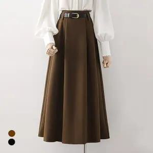 클라셰 클래식핀턱롱스커트+벨트SET_B5W0039