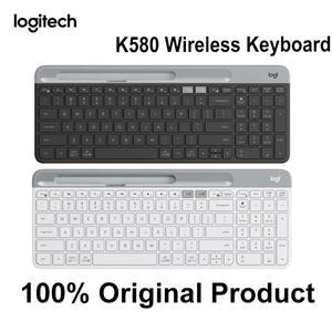 Logitech K580 무선 키보드 휴대용 오리지널 멀티 장치 2.4G Bluetooth 통합 듀얼 모드 휴대용 PC 태블릿 전화