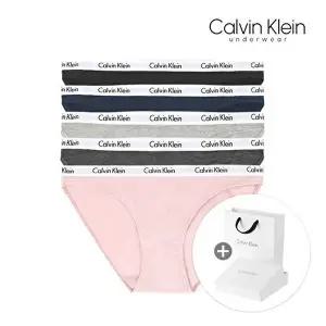 [캘빈클라인]캘빈클라인 언더웨어 여자 속옷 5장 세트 팬티 면 QP3281O-401 선물세트 패키지