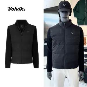 25FW 볼빅 남성골프 로고제직 하이브리드 다운 점퍼 VMDWPA06 BK