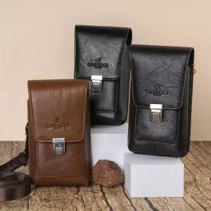 아빠 허리띠고정 핸드폰넣은 미니 가죽가방 전화기 현장