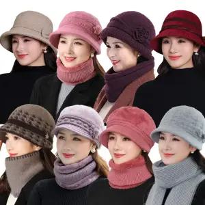 중년여성 겨울모자 벙거지/니트 챙모자/버킷햇/앙고라/할머니 모자 모음