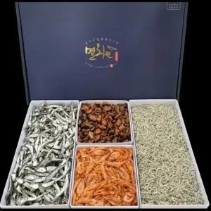 건어물4종 선물세트(대멸치+세멸치+홍합+홍새우) 설 추석 명절 답례품 선물세트 이바지