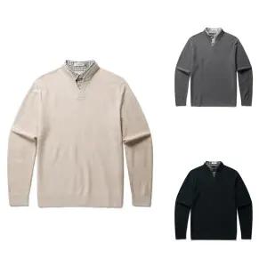 [롯데백화점]올젠 스탠카라 브이넥 우븐셔츠 레이어드 스웨터 ZBF4ER1202