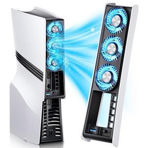 [포르르] PS5 Pro용 냉각 팬, PlayStation 5 Pro 콘솔과 호환, 고효율 팬 쿨러 스테이션(화이트-p5 pro)