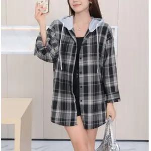 겨울 체크 체크남방 아우터 여성 긴팔 셔츠 트렌드 가을 후드 추천
