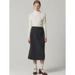 [패플단독] [오조크(OZOC)] 잔체크 하프밴딩 H라인 스커트 (택가격: 85000원)