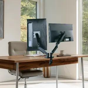 더함 듀얼 모니터암 17~32인치 상하좌우 모니터연결 피벗 거치대 받침대 회의실 사무실