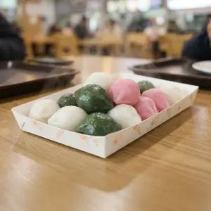 종이접시 미소6호 종이 사각 트레이 용기 1000개