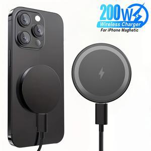 200W 마그네틱 무선 충전기 폰 패드 맥세이프 아이폰 17 16 15 14 13 12 프로 맥스 에어팟 4 자석 고속 충전 스테이션