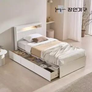 장인가구 클리브 호텔 평상형 서랍 빅수납 LED 침대 프레임 D (높이 300)+포켓폼