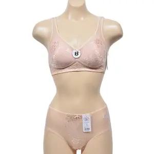 플라워자수 망사레이스 노와이어 조끼형 B컵 브라팬티세트0042vs