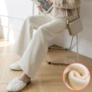 여성 두툼 안감 퍼 골지 밴딩 팬츠 urk063 기모바지 융털 겨울