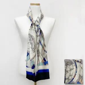 여자 봄 가을 외출 롱 기장 다양한 무늬 패턴 헤어 가방 장식 직사각 실크 스카프