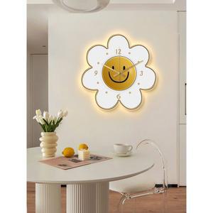 LED 파스텔톤 데 꽃 벽시계 무소음 스마일 인테리어