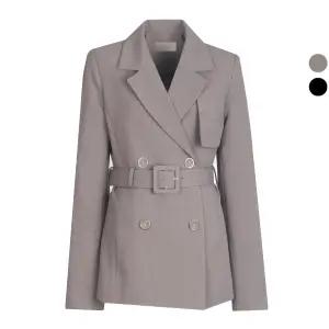 여성 가든 벨티드 봄가을 더블 정장 자켓