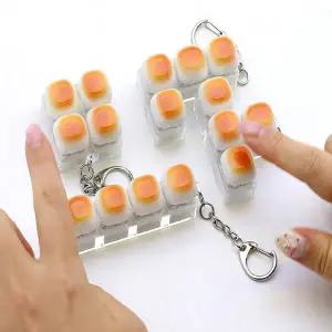 구운 마시멜로 4구 딸깍이 키링+케이스포함 1개 마시멜로우 빵 키캡키링