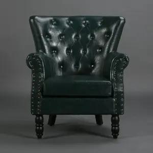 엔틱쇼파 윙체어 가죽 앤틱 소파 클래식 빈티지 일인 거실 다크그린 인테리