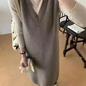 춘추 니트 조끼 스커트 니트 롱 원피스