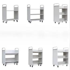 도서관 서점용 무소음 도서 운반 카트 2단 3단 이동식 북트롤리